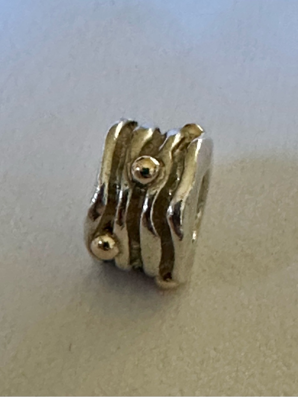 Retired Pandora Two-Tone Wavy Ripple Charm - Picture 3 of 3